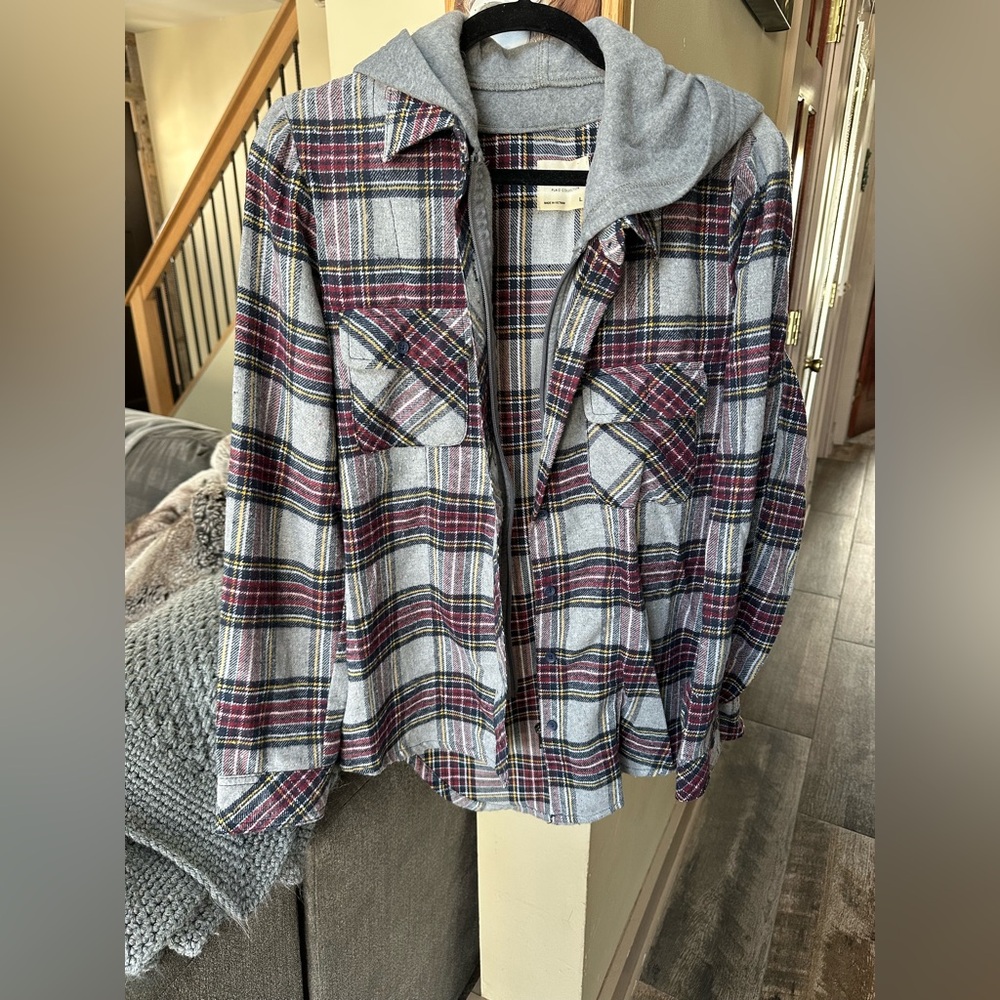 Flannel Shirt Jacket with Hood